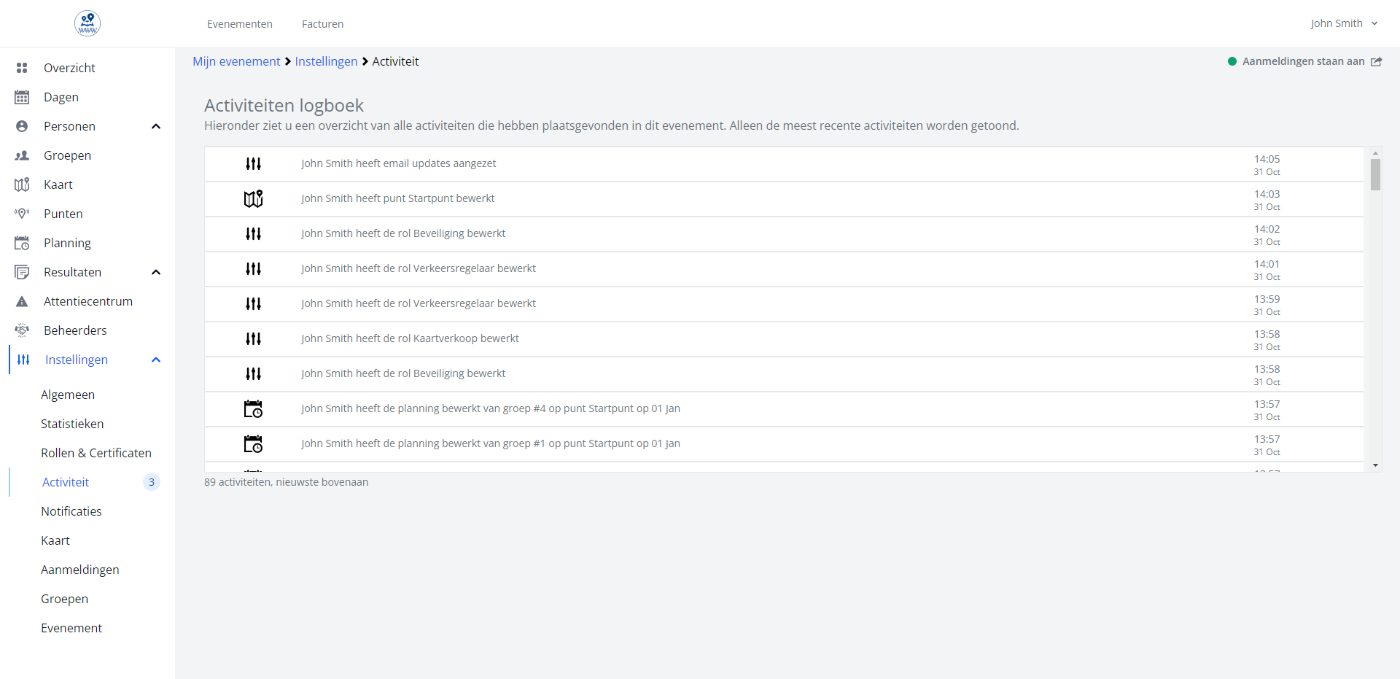 Activiteiten logboek